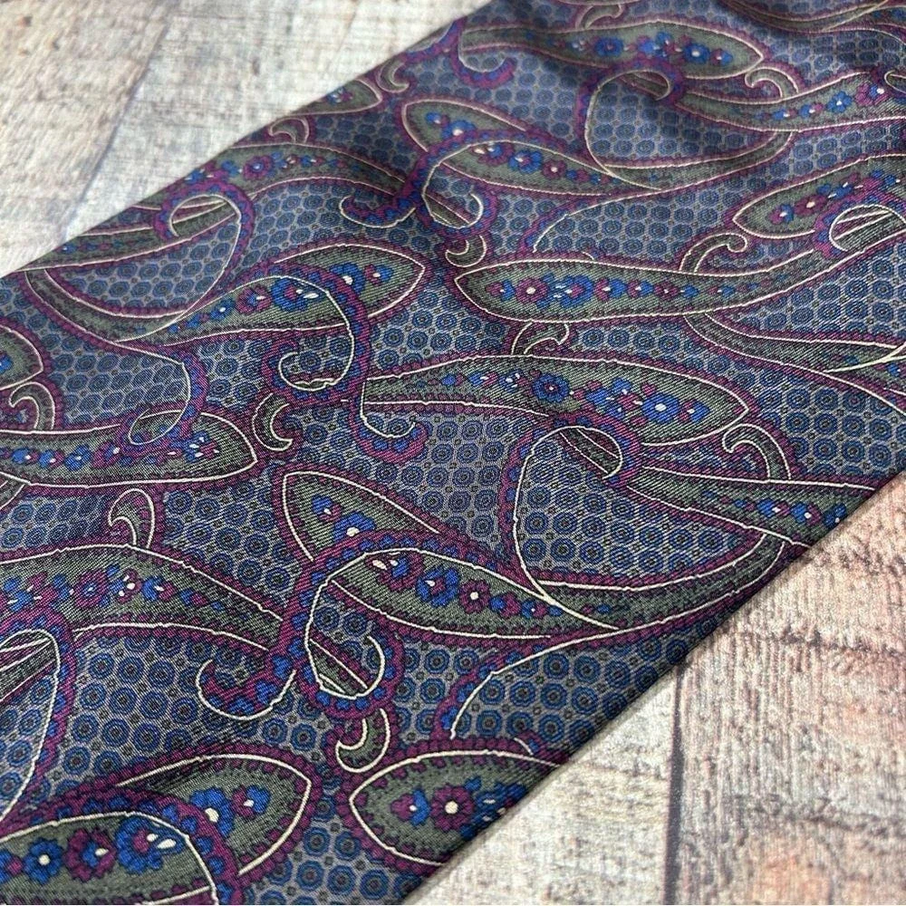 Vintage 90s Hardy Amies Silk Paisley Necktie Wide Power Tie Made In Australia